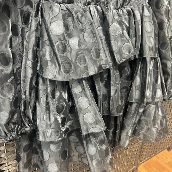 ASOS Luxe Black Square Neck Tiered Polka Dot Fit & Flare Dress Size US 10 NWOT - Picture 8 of 10